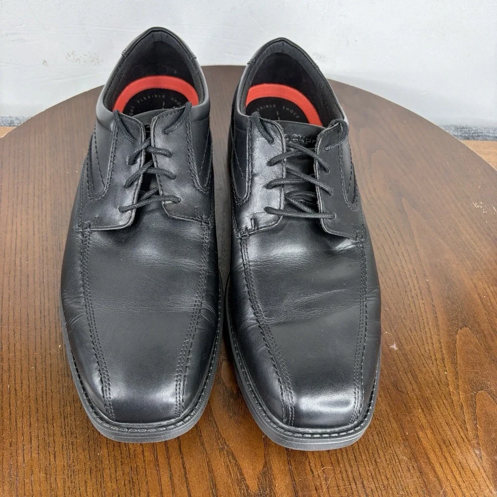 Rockport Shoes Men's 11W Wide Black Leather Oxford Derby Lace Up Casual